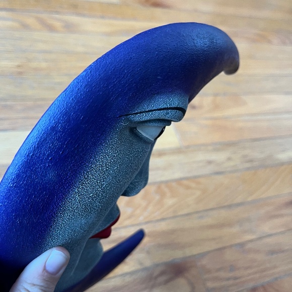 Vintage 90s Ceramic Purple Moon Face Decor - Picture 4 of 8